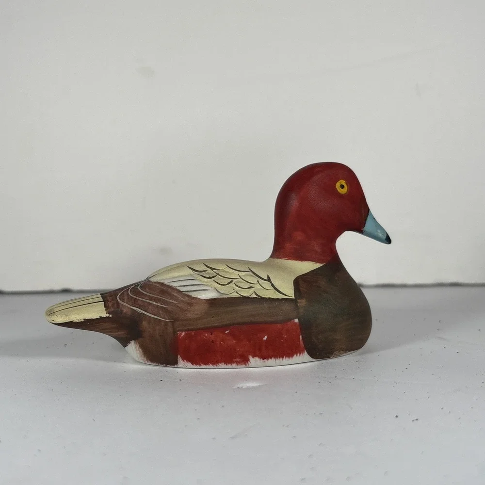 Vintage‎ Redhead Diving Duck Hand Painted Porcelain Decoy Bird Decor
